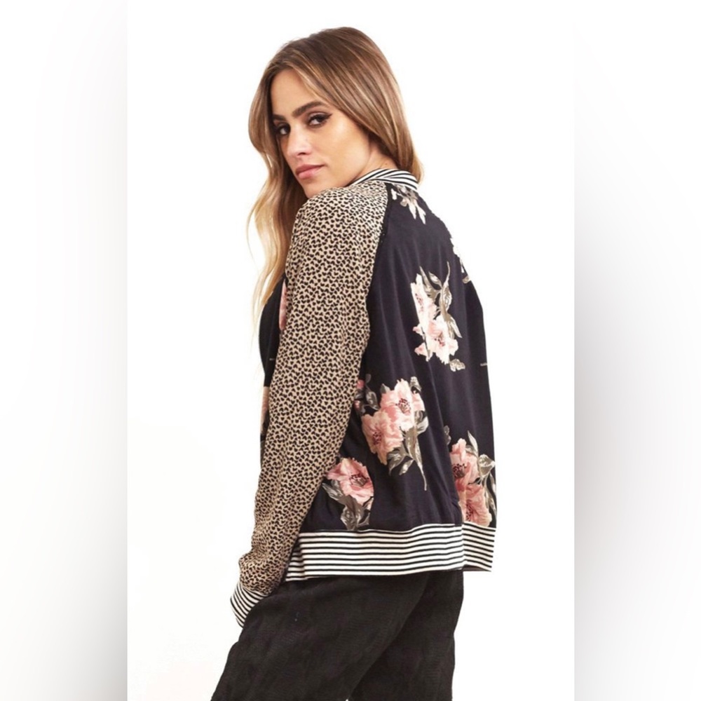 Saltwater Luxe Floral Print Bomber Jacket Size L
